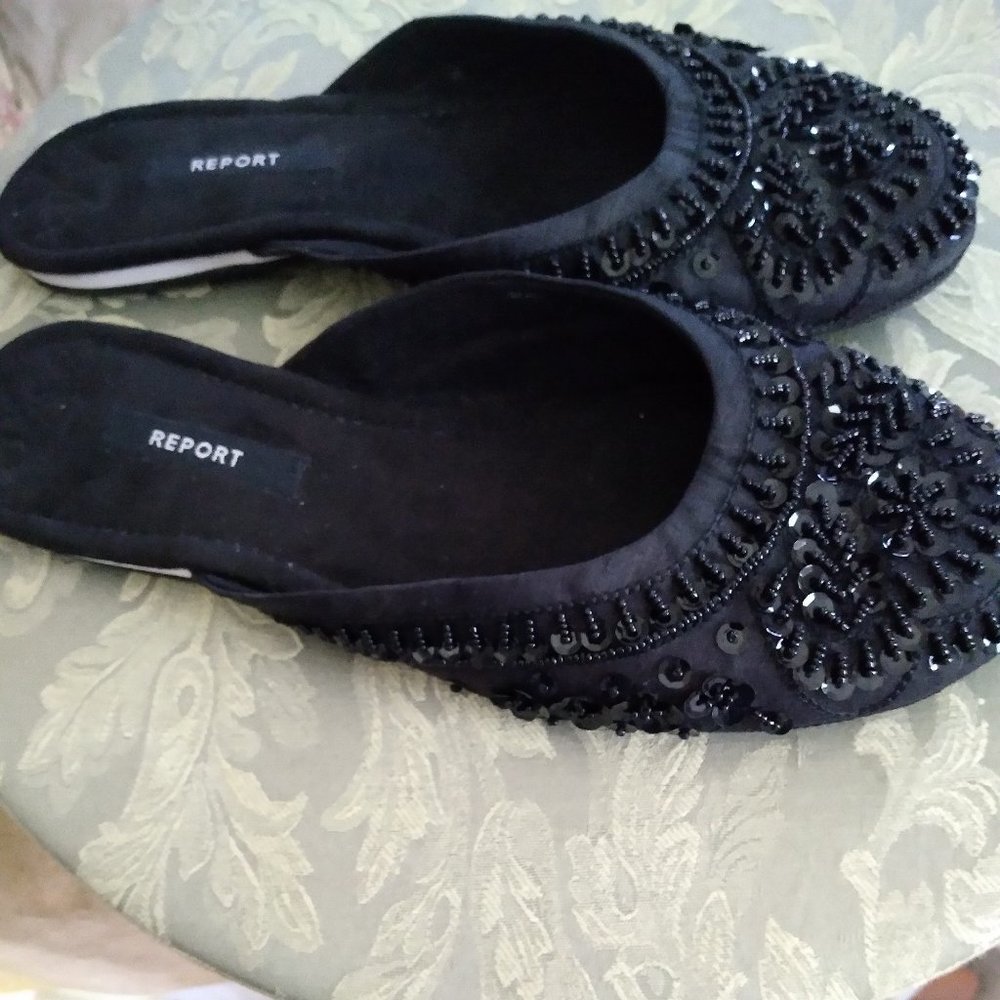 Black Beaded Slides By Report | Size 10 - image 1